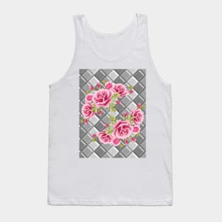 Roses On Geometric Background Tank Top